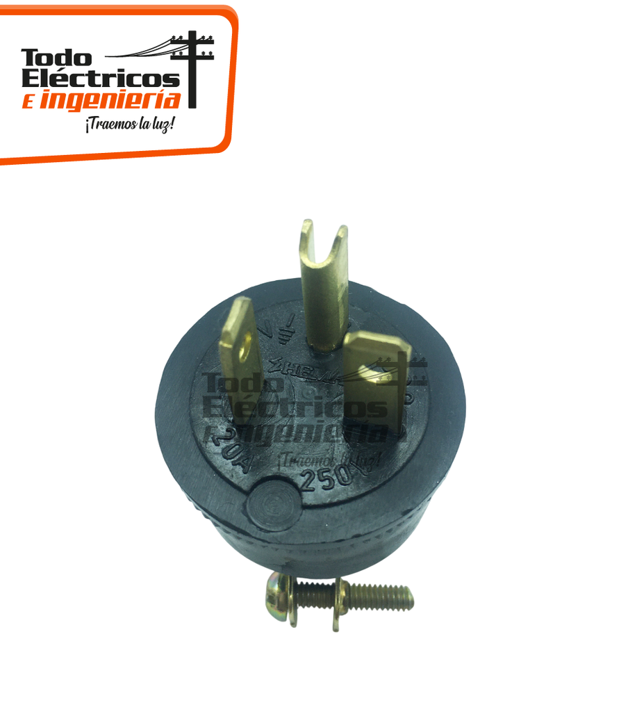 MACHO 2X20 P/T 250V CAUCHO PATA TRABADA   
