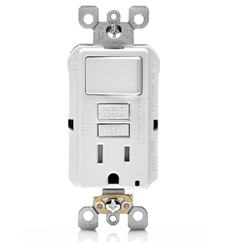 LEVITON TOMA GFCI + SWITCH BLANCO    