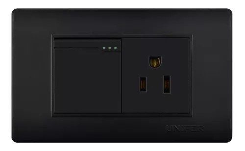 UNIF TOMA P/T+SWITCH NEGRO POLICARBONATO