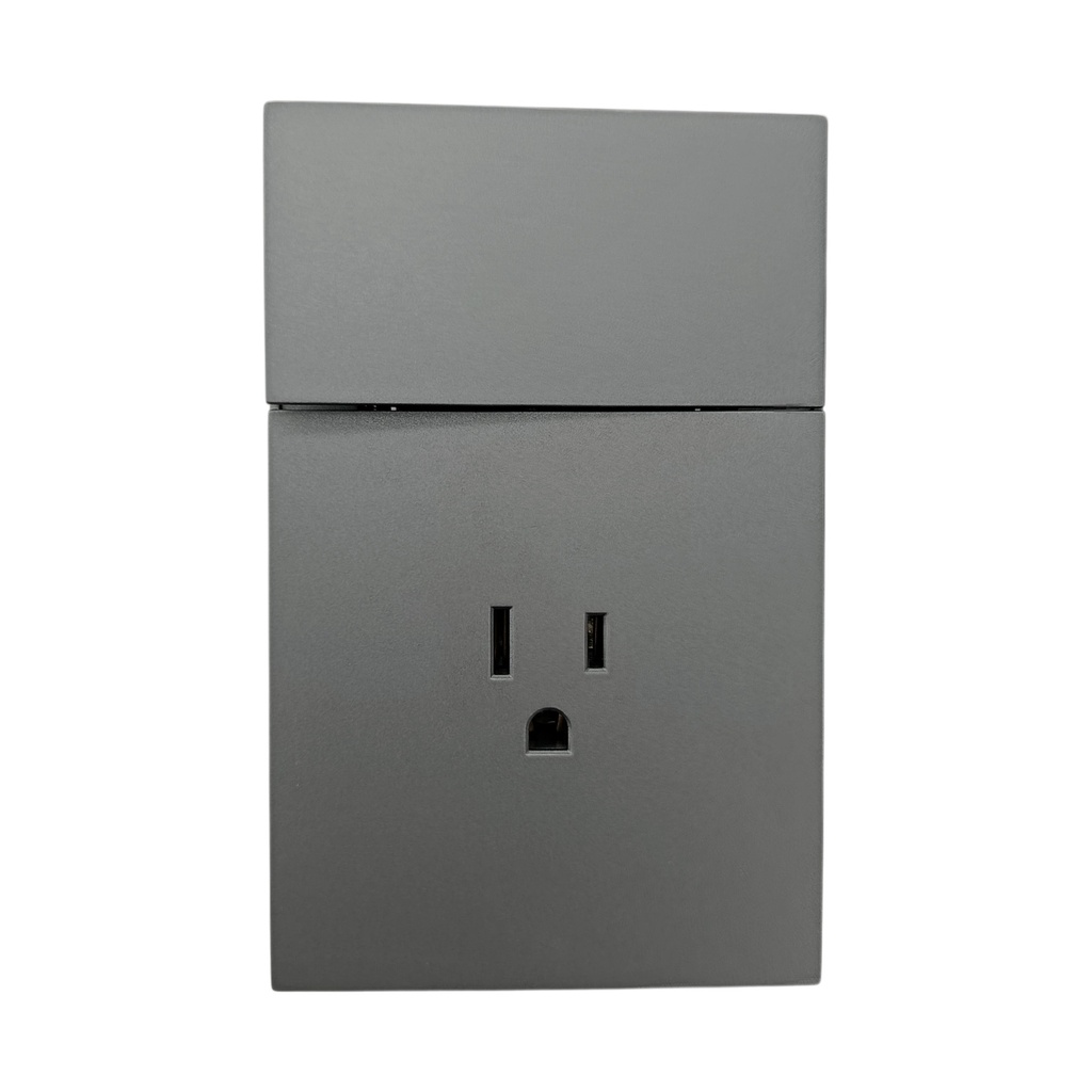 UNIF TOMA P/T + SWITCH GRIS INVISIBLE