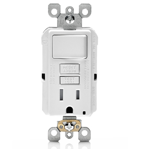 [0360361000002] LEVITON TOMA GFCI + SWITCH BLANCO    